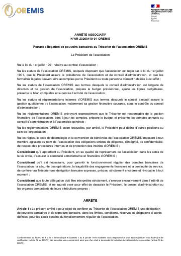 Apercu ARRÊTÉ ASSOCIATIF N°AR-20260419-01-OREMIS