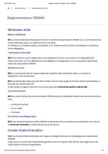 Apercu Réglementations OREMIS