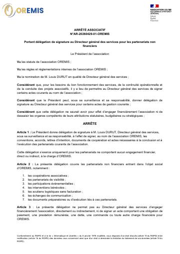 Apercu ARRÊTÉ ASSOCIATIF N°AR-20260429-01-OREMIS