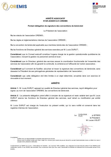 Apercu Arrêté associatif N°AR-20260512-01-OREMIS