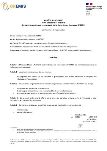 Apercu Arrêté associatif n° AR20260515-01