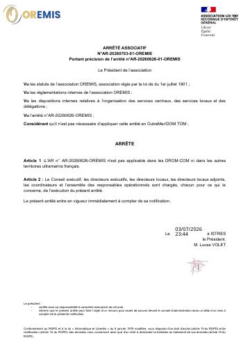 Apercu Arrêté n°AR-20260703-OREMIS