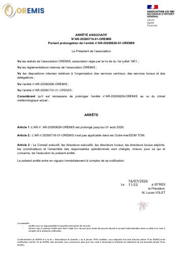 Apercu Arrêté n°AR20260716-01-OREMIS