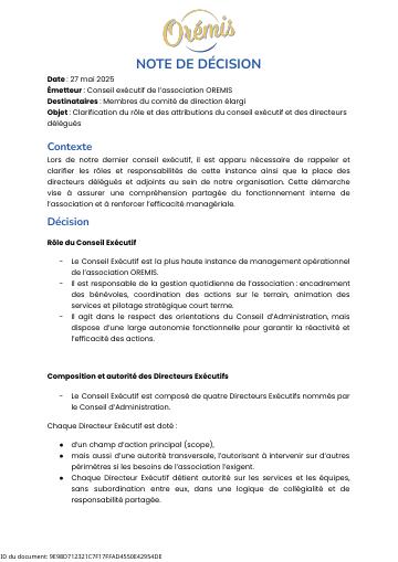 Apercu NOTE DE DÉCISION DU CE