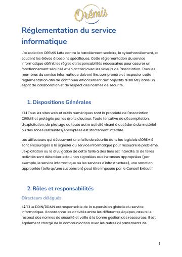 Apercu Réglementation service informatique OREMIS