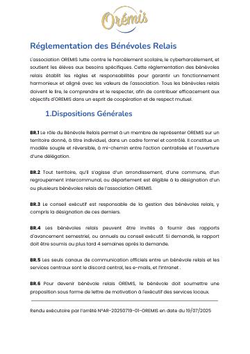 Apercu Réglementation des bénévoles relais